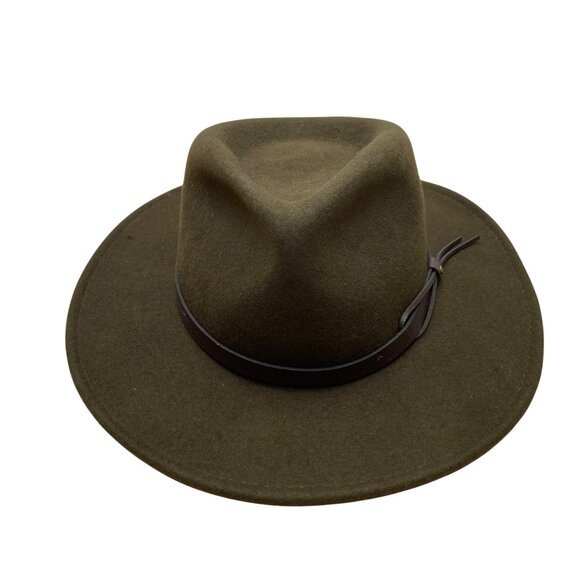 Scala Mens Brown Wool Felt Fedora Hat Size L Wide Brim Band Accents - Picture 1 of 13